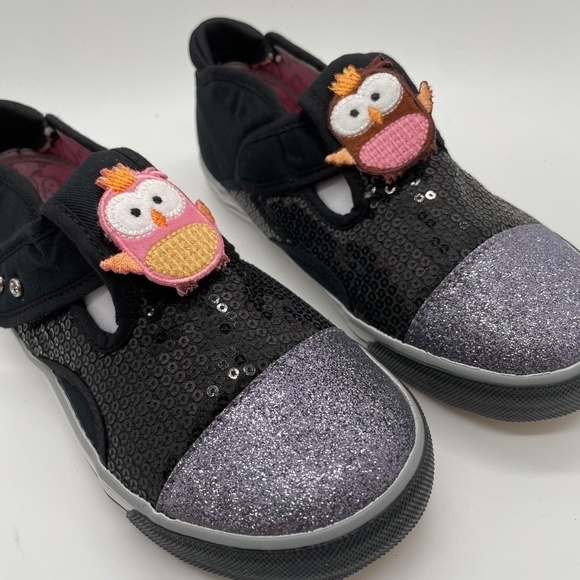 NIB dabuyu  Little Kid Girl Shoes Bedazzled Patch Hook and Loop Closure Owl. 13 - Picture 8 of 10
